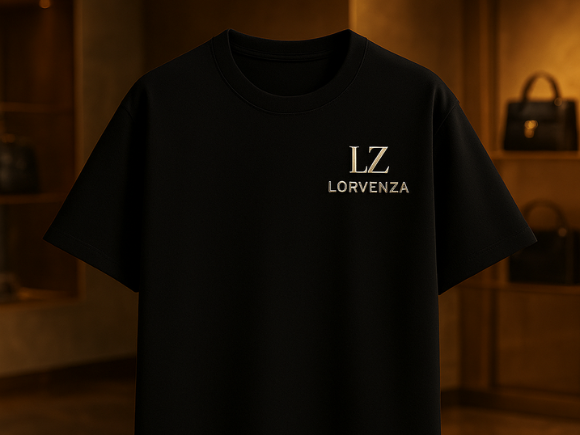 T-shirt lorvenza Preta com fundo dourado